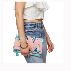 Rachel Pally Canvas Pink, Green, Blue Tassel Clutch: Bird of Paradise